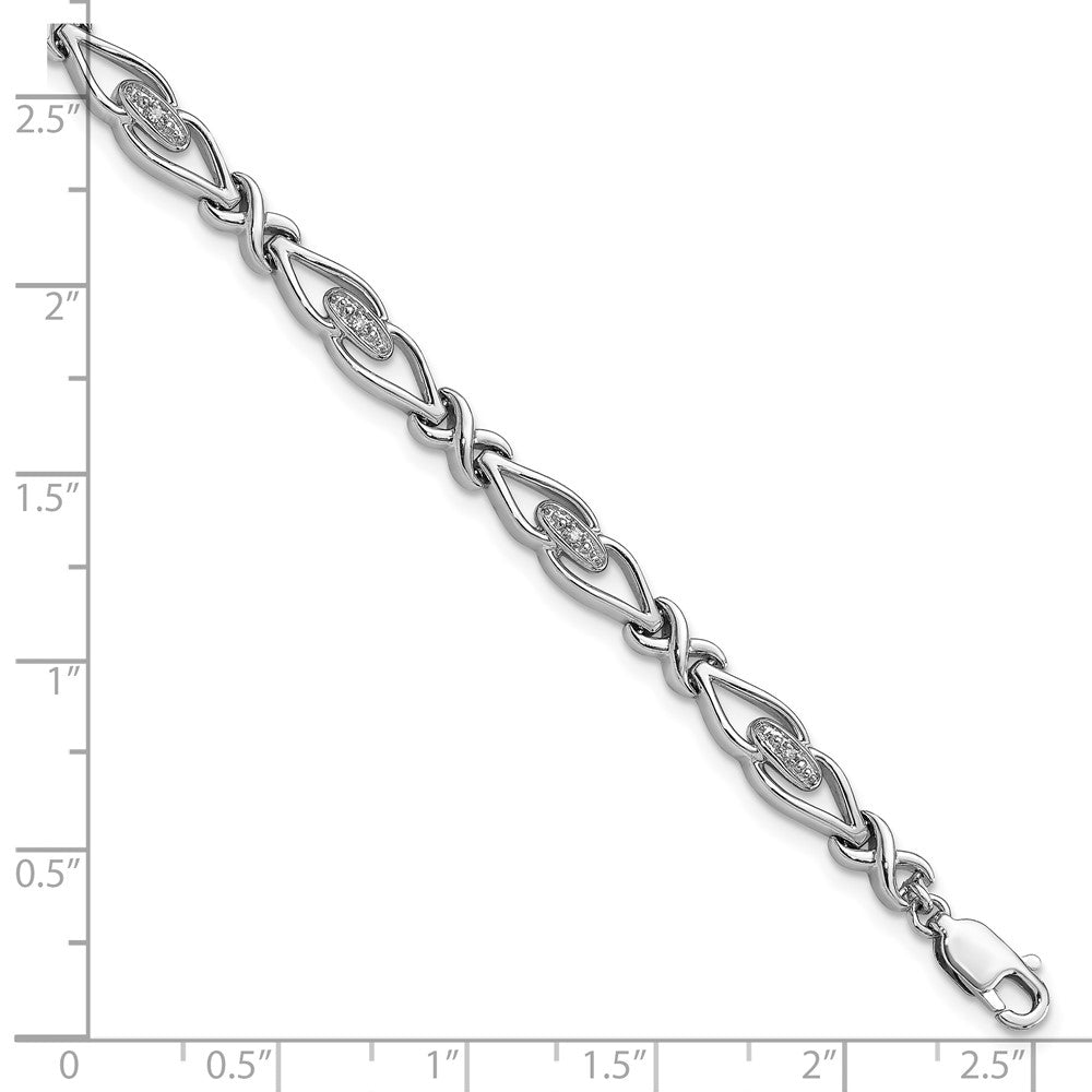 Sterling Silver Rhodium-plated Diam. Bracelet 7 inches