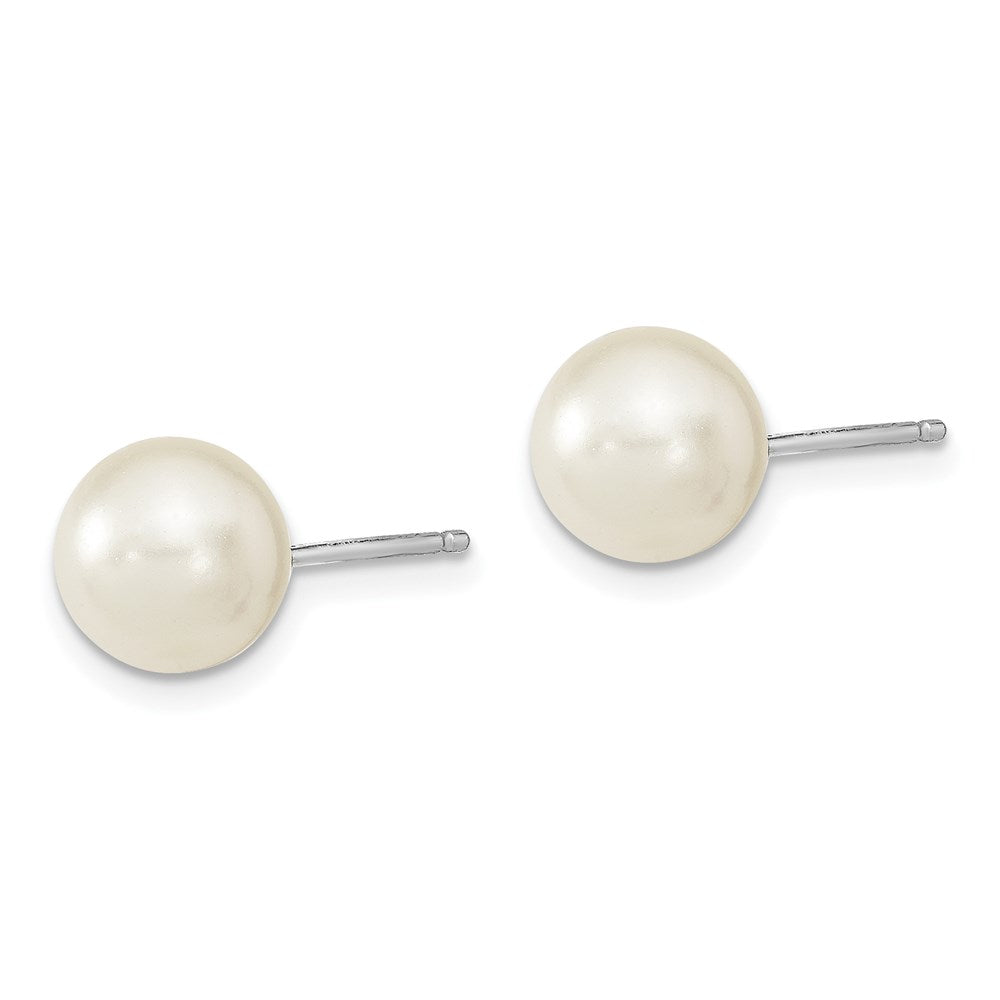 Sterling Silver Rh-pl 8-9mm Plum/Wht Imitat Shell Pearl Post 3 Earring Set