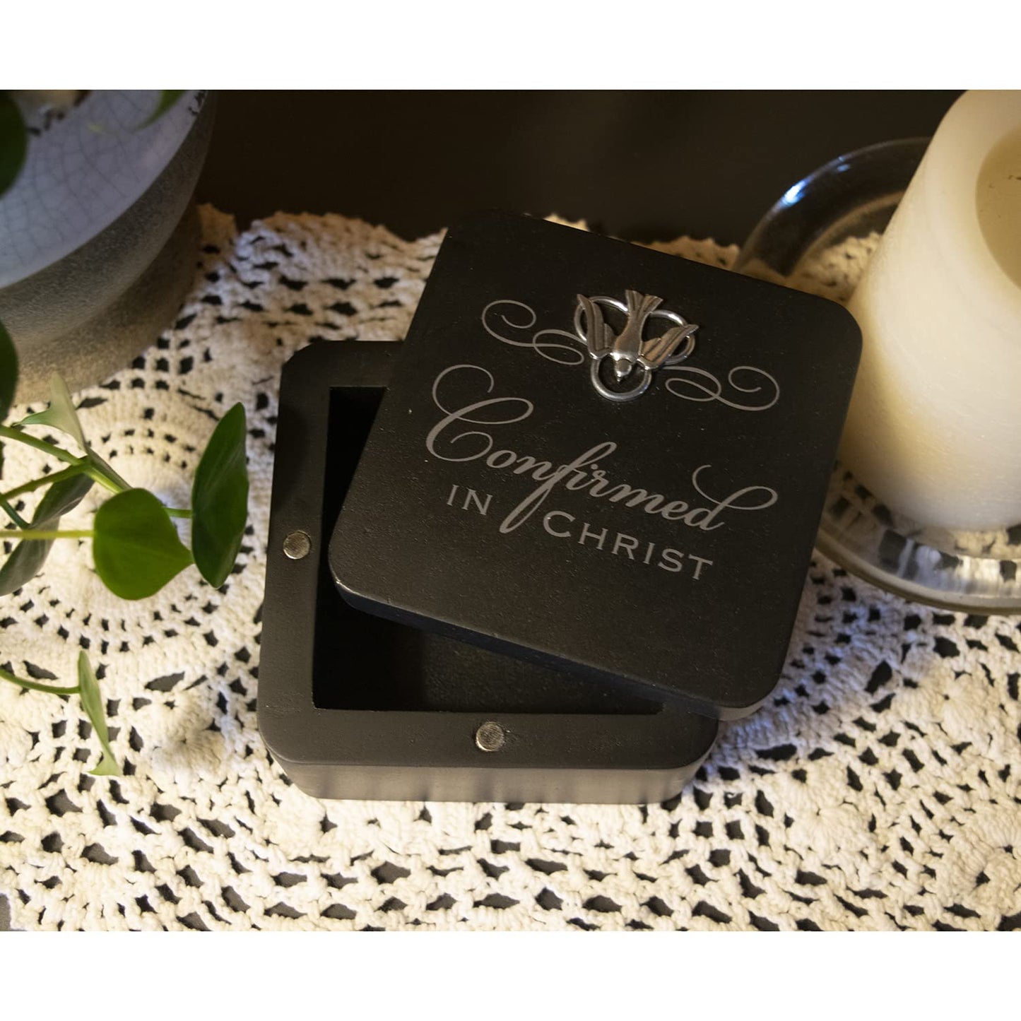 Cathedral Art Abbey & CA Gift Confirmation Black Trinket Box W/Magnetic Cover, One Size, Multi