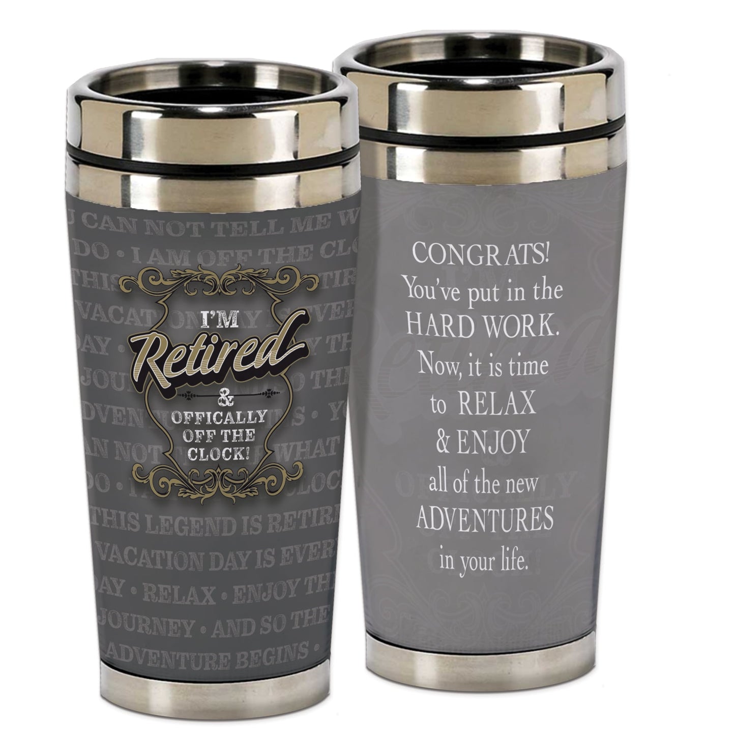 Retired Officially Clock 16 ounce Stainless Steel Travel Mug with Lid
