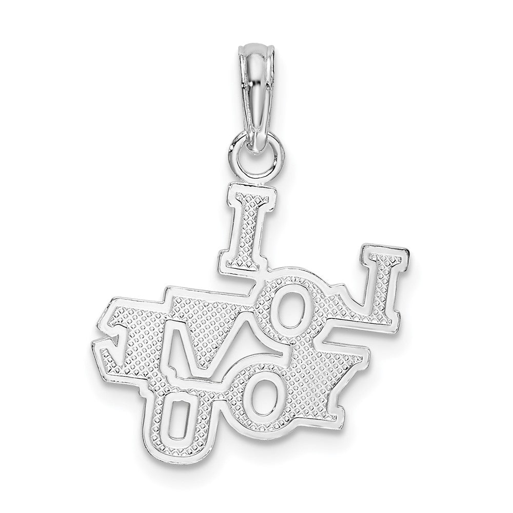 Sterling Silver Rhodium-plated Polished I LOVE YOU Pendant