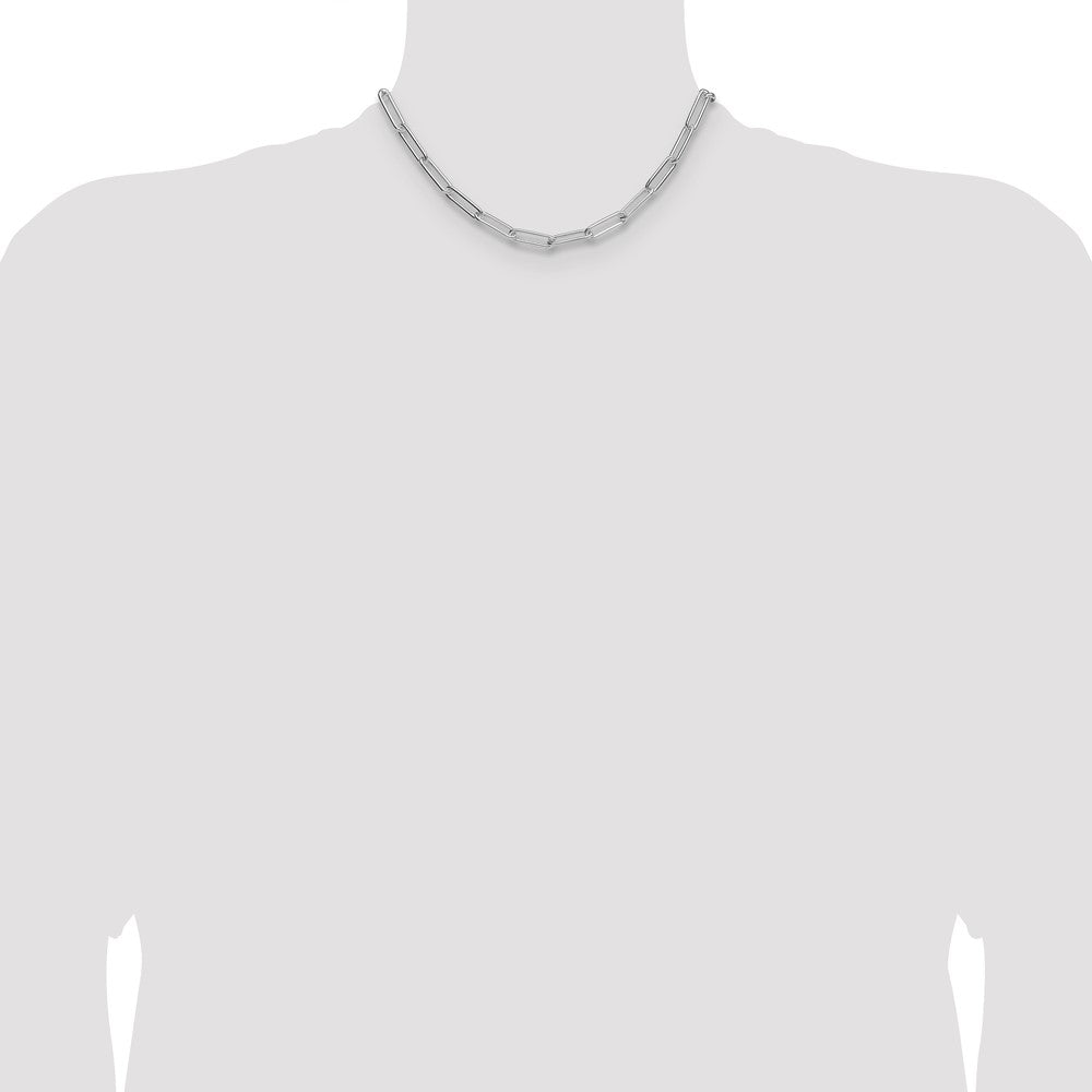 Sterling Silver Rhodium-plated Polished 6.5mm Paperclip Chain