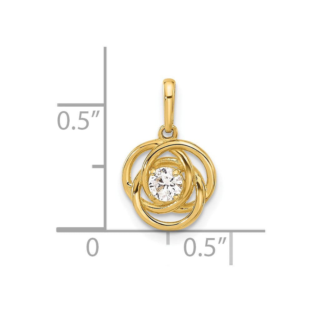 10K Polished CZ Love Knot Charm