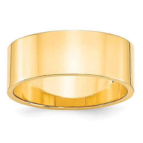 10k Yellow Gold 8mm Lightweight Flat Wedding Band Size 9.5