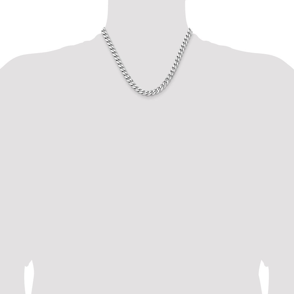 Sterling Silver Rhodium-plated 7.5mm Curb Chain 18 Inches