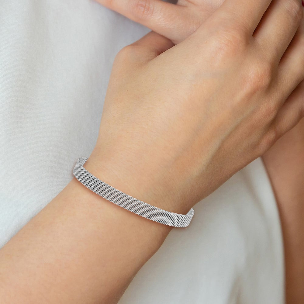 Sterling Silver Rhodium-plated Polished Flat Bracelet