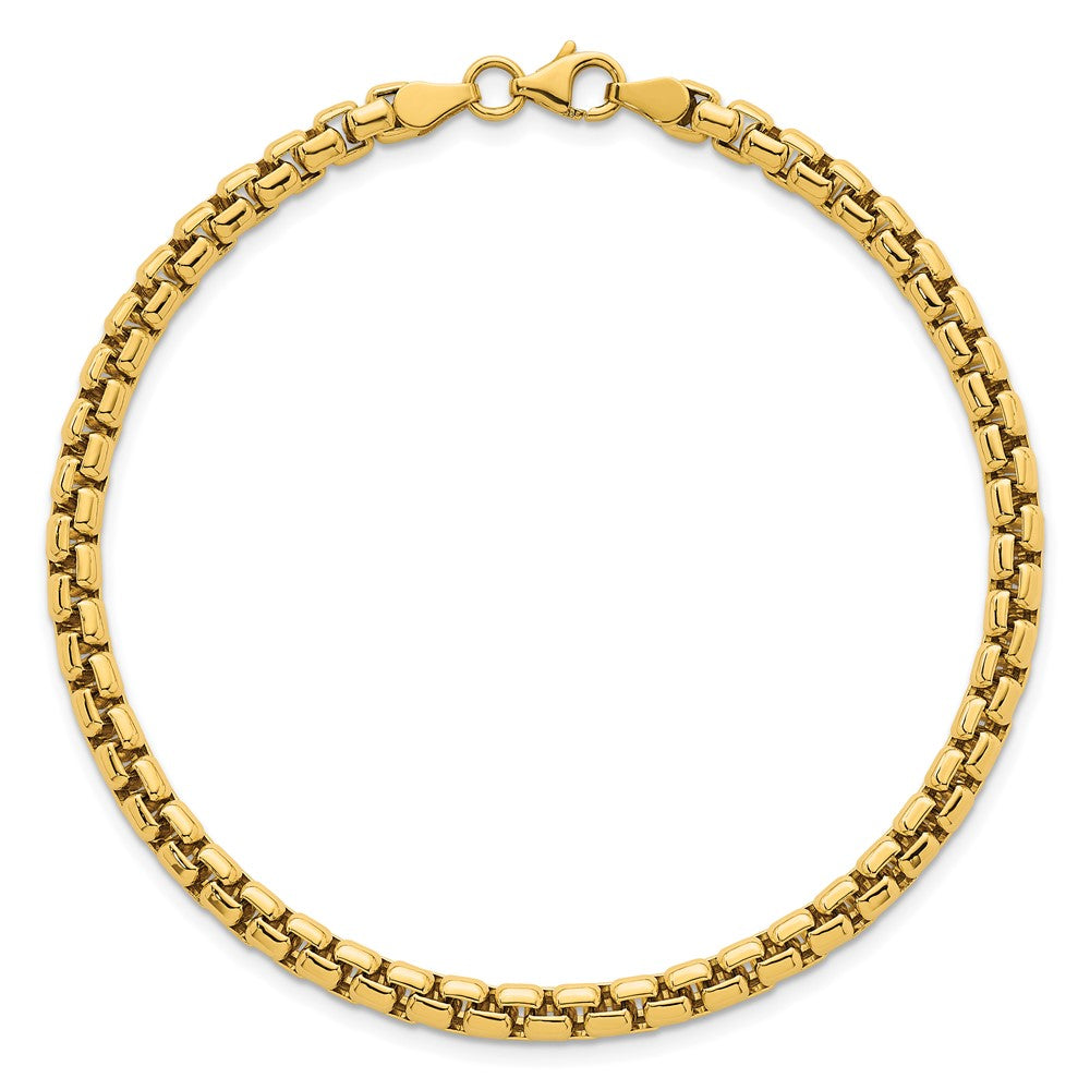 14k Polished 4.25mm Rounded Box Chain 8.5 inch Mens Bracelet