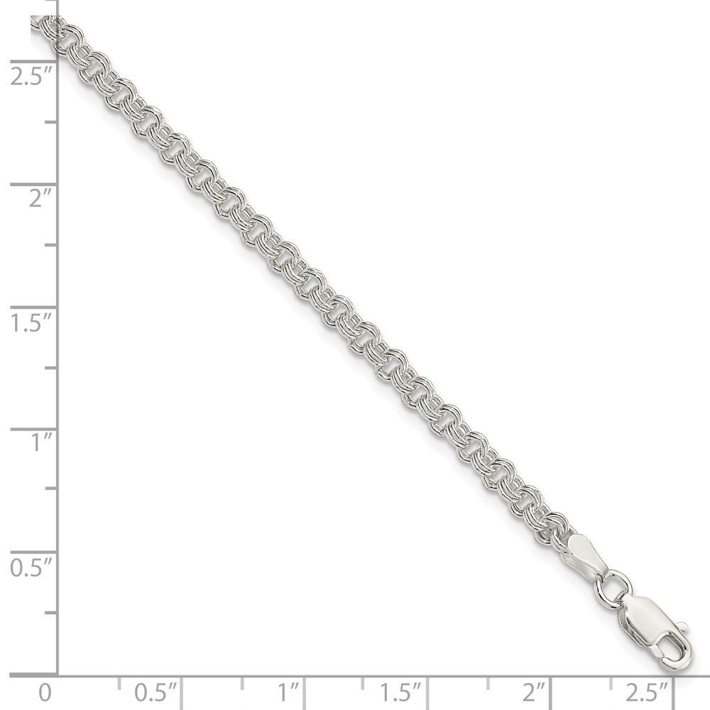 Sterling Silver 3mm Double Link Charm Bracelet 8 inches