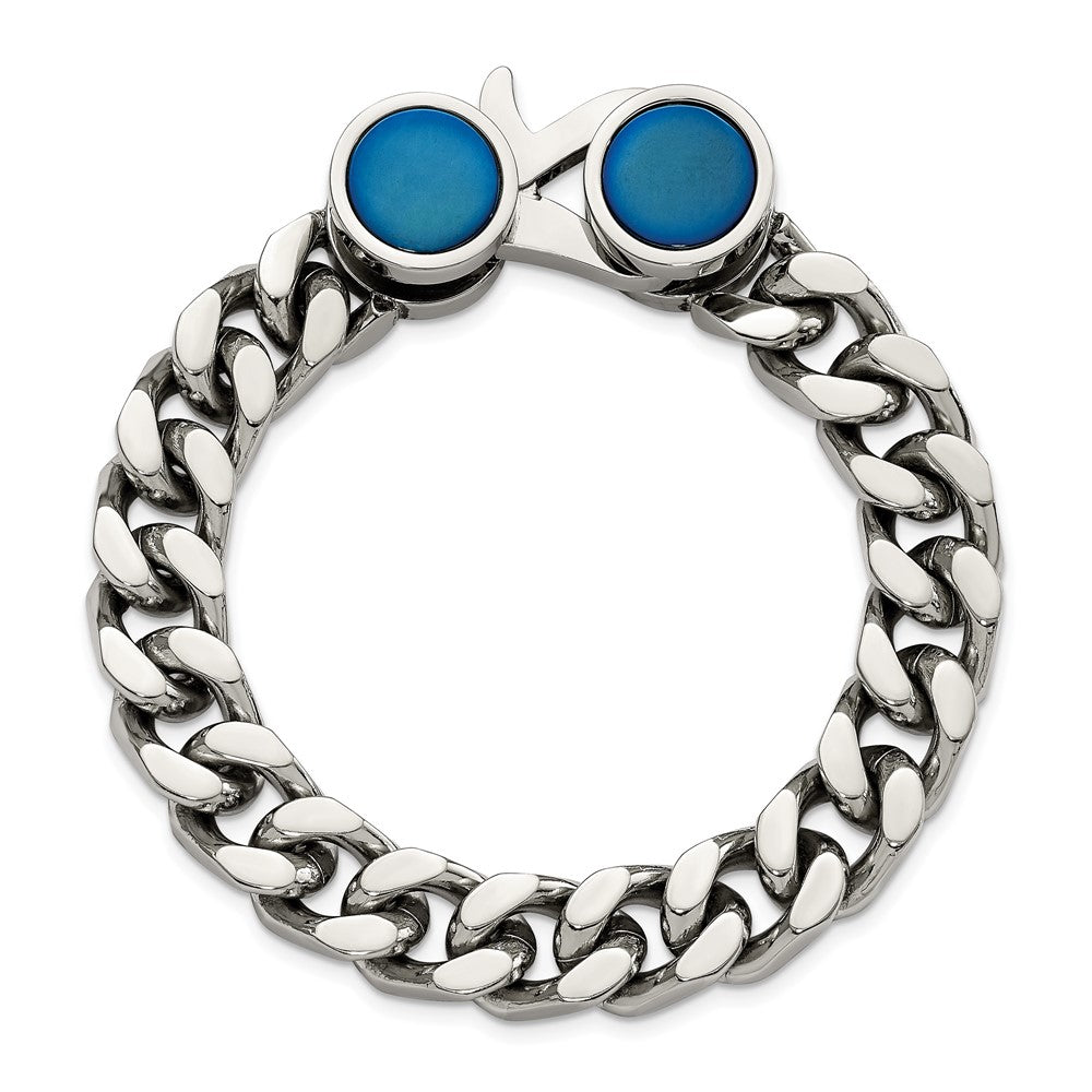 Stainless Steel Polished Blue IP-plated Link 8in Bracelet 8 inches