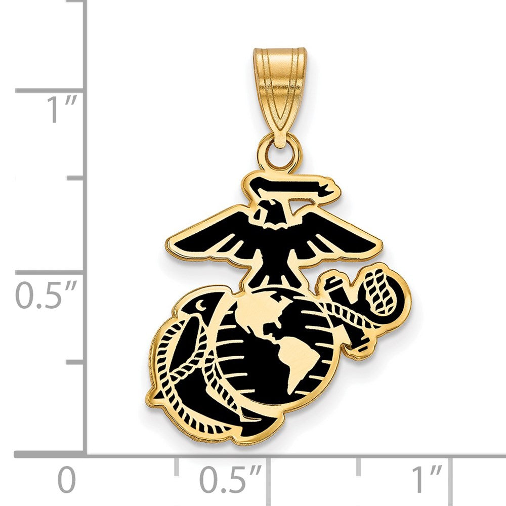 Gold Plated SS Large U.S. Marine Corps Epoxied Pendant