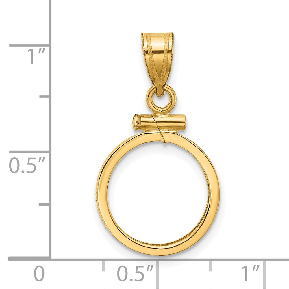 Wideband Distinguished Coin Jewelry 14k Polished 14.0mm x 1.1mm Screw Top Coin Bezel Pendant