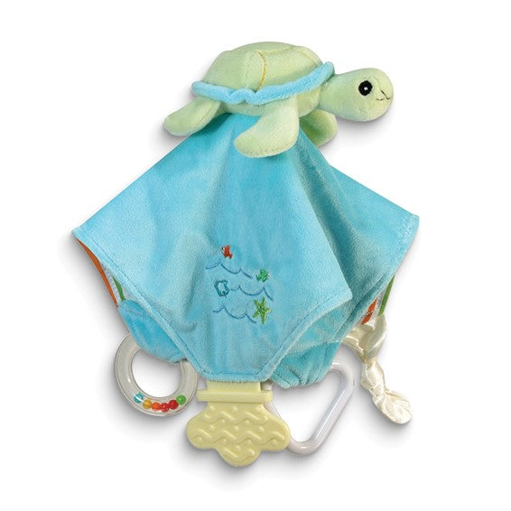 Turtle Chewbie Rattle and Teether Plush Polyester Blankie
