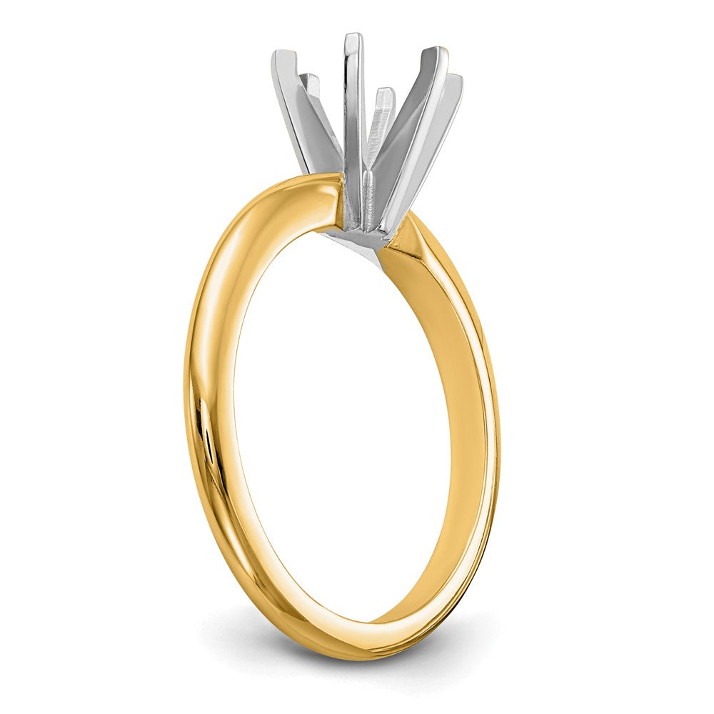 14k Two-Tone 1 carat Heavy-Weight Half-Round 6-Prong Round Solitaire Ring Mounting