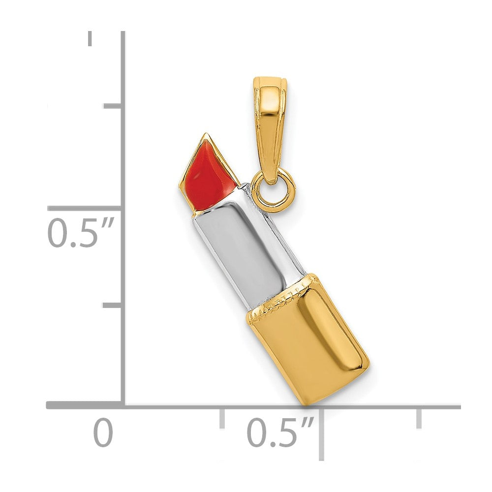 10K W/Rhodium Enameled Lipstick Charm