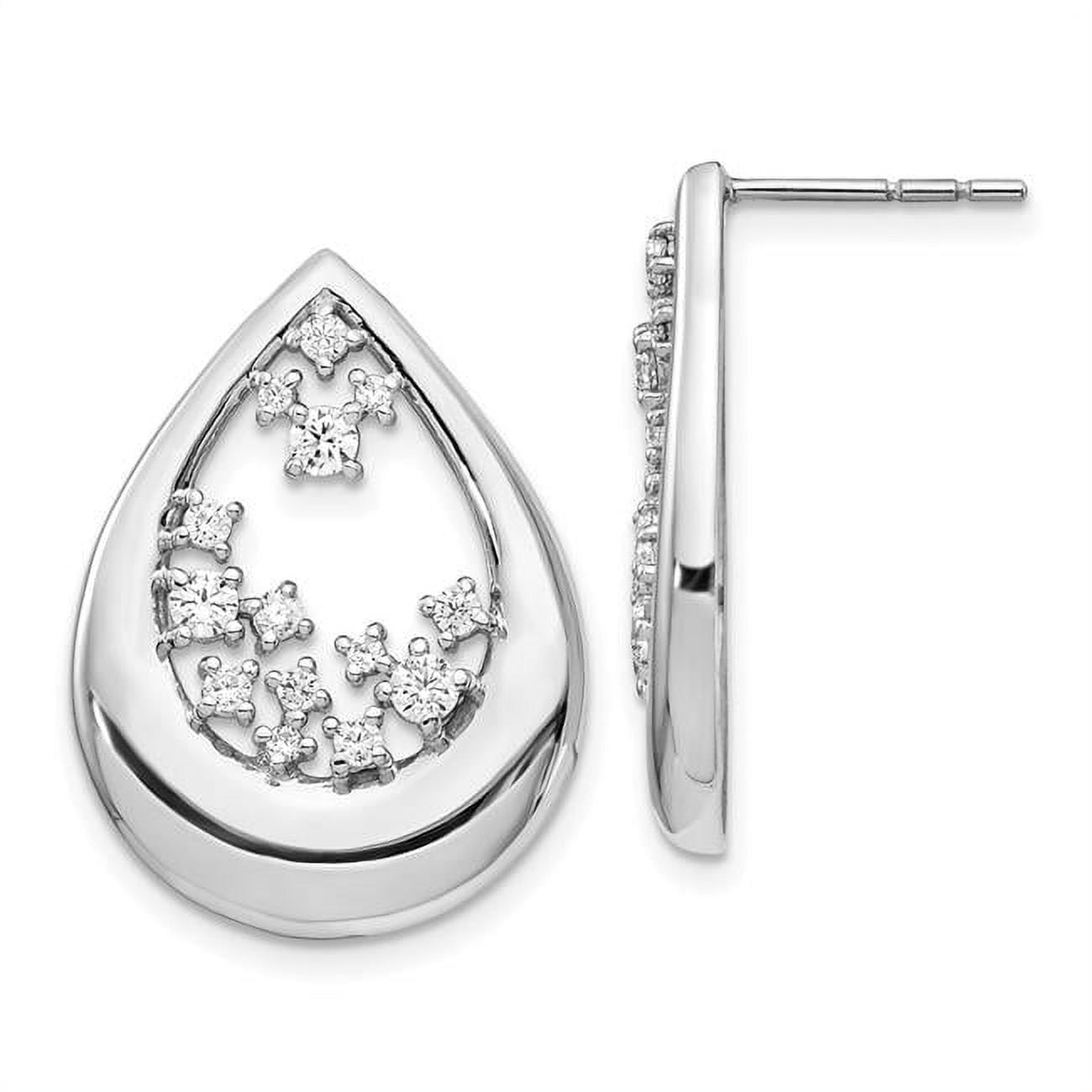 14k White Gold 3/4 carat Diamond Teardrop Post Earrings