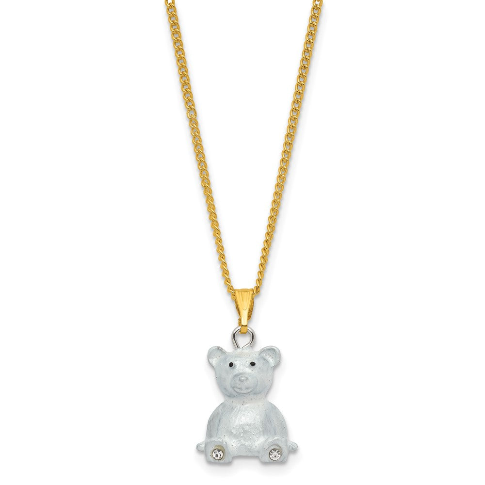 Luxury Giftware by Jere Bejeweled Crystal HARVEY Bear with Enameled Red Heart Trinket Box and Matching 18 Inch Necklace