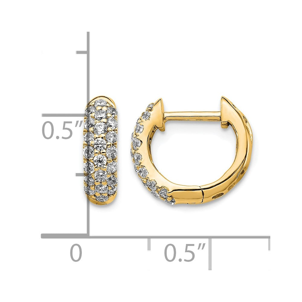 14k 1/2 carat Diamond Pave Hinged Hoop Earrings