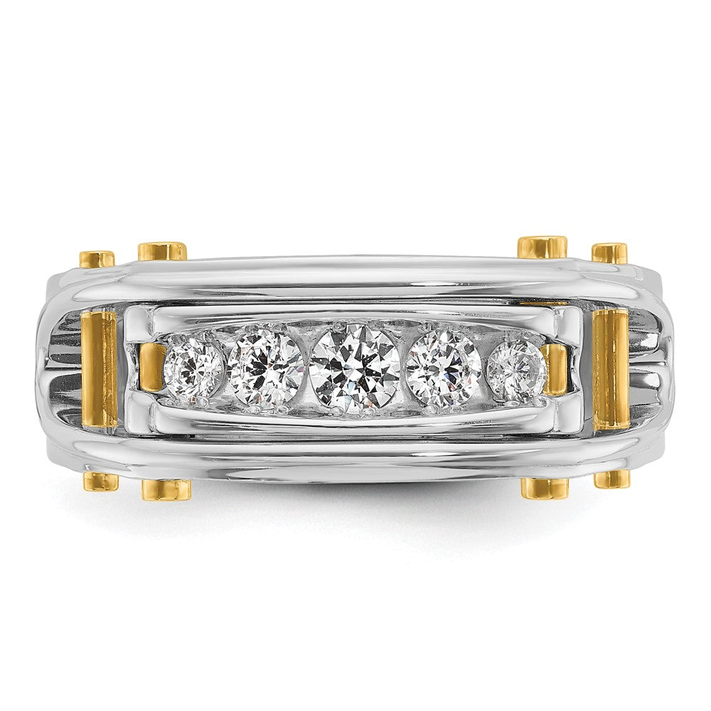 IBGoodman 14k Two-tone 1/2 carat Lab Grown Diamond VS/SI+ G+ Five Stone Complete Polished and Cut Out Men's Ring