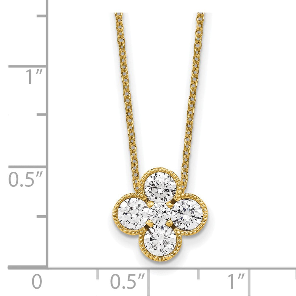 True Origin 14k 1 carat Lab Grown Diamond VS DEF 18 inch Bloom Floral Pendant Necklace