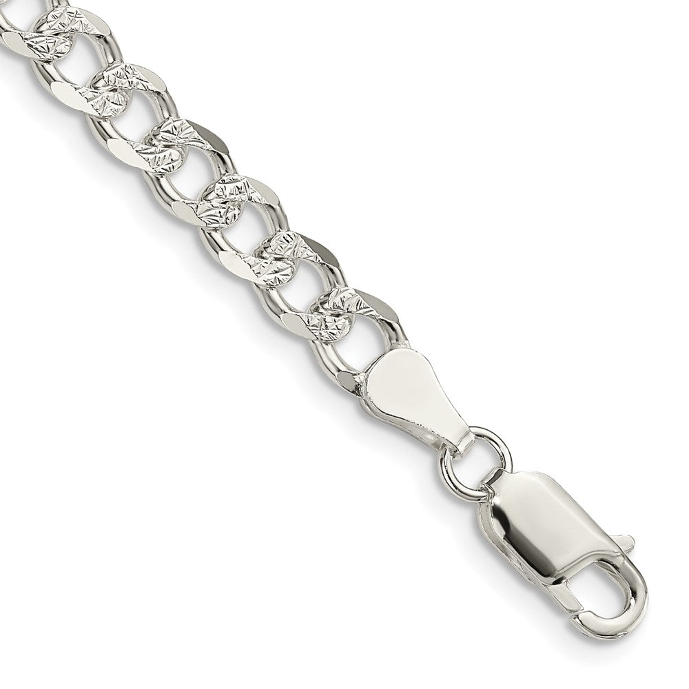Sterling Silver 5.5mm Pav‚ Curb Chain 7 inches