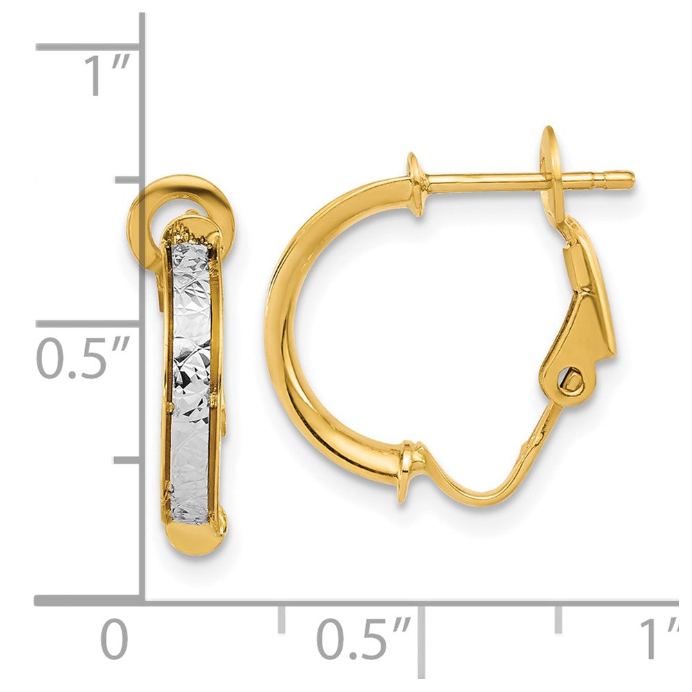 14K Two-tone Polished / Diamond-cut Omega Back Earrings