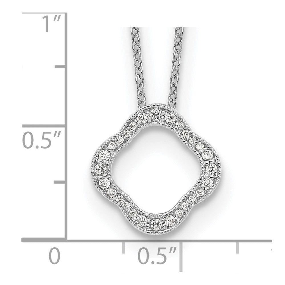 True Origin 14k White Gold 1/6 carat Lab Grown Diamond VS DEF 18 inch Quatrefoil Floral Necklace