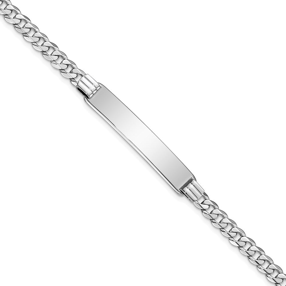 14k WG Flat Curb Link ID Bracelet 8 inches