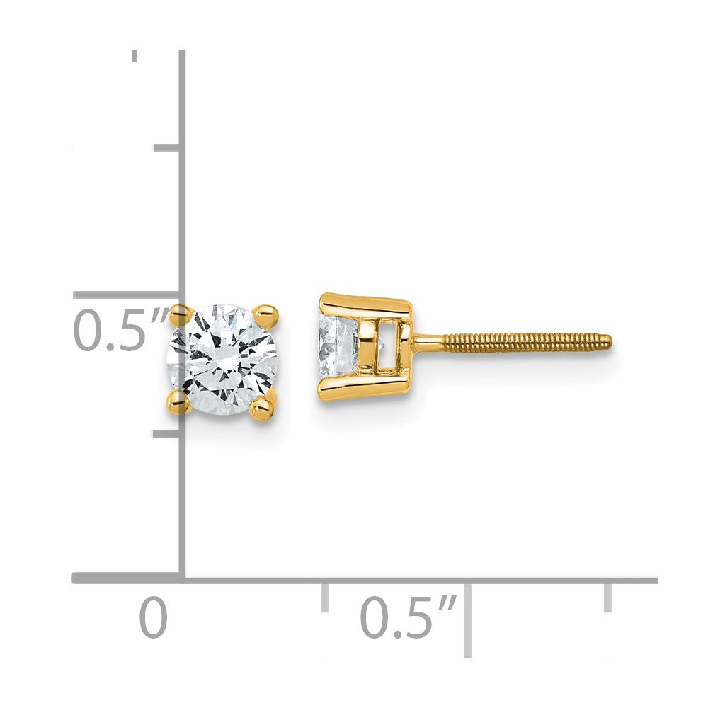 14k Yellow Gold 3/4 ctw Lab Grown Diamond VS/SI+ G+ Round 4 Prong Heavy Wt. Screwback Stud Earrings
