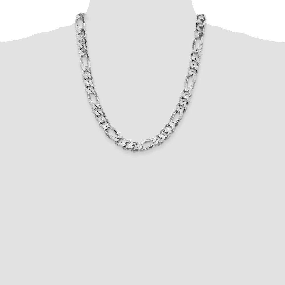 Sterling Silver Rhodium-plated 10.75mm Figaro Chain 22 Inches