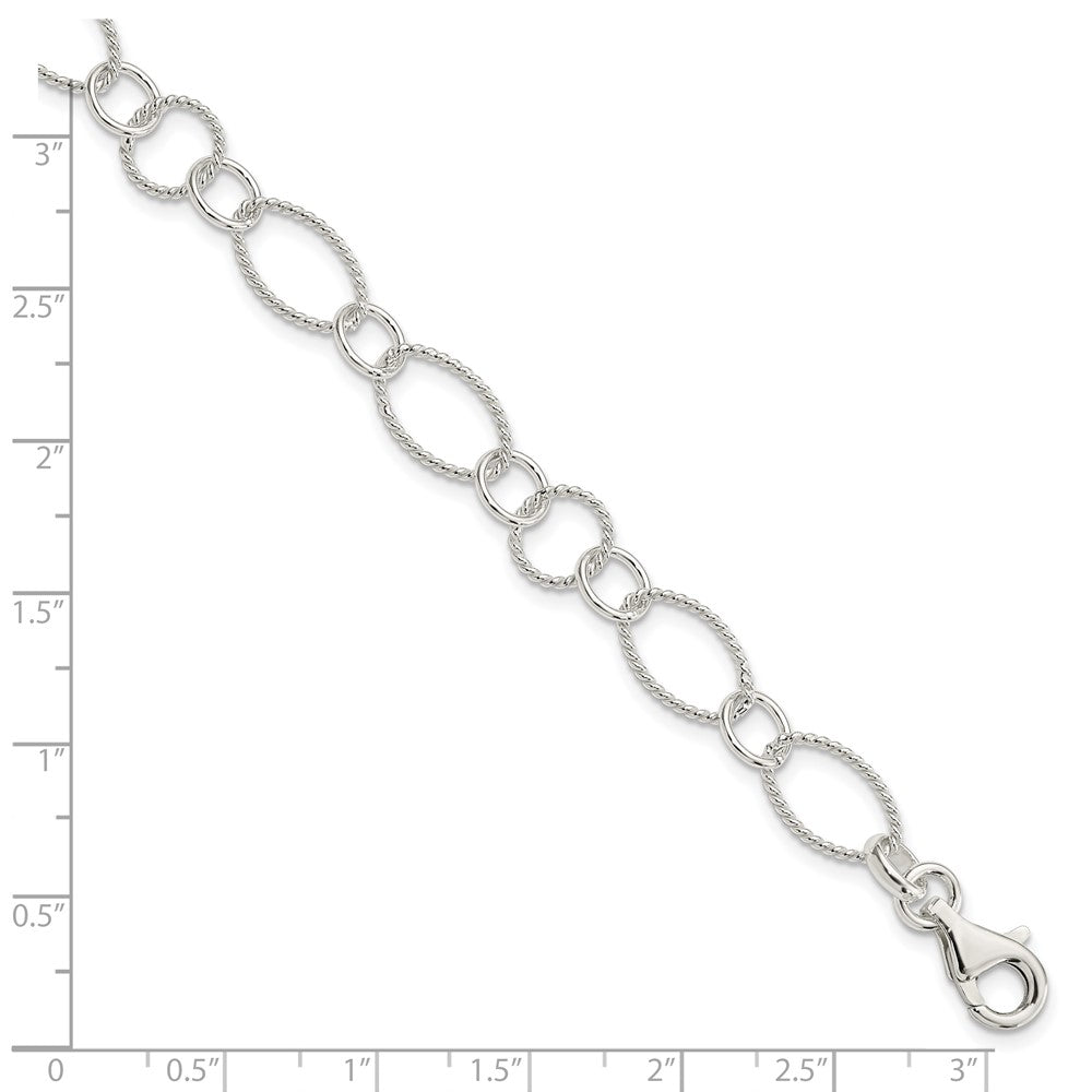 Sterling Silver Fancy Link Bracelet 7.5 inches