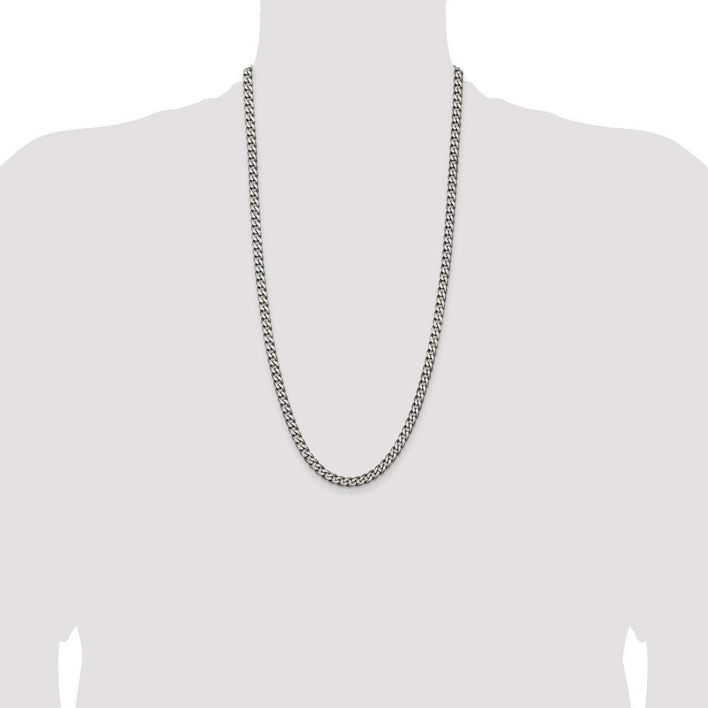 Sterling Silver Antiqued 6.0mm Curb Chain 28 Inches