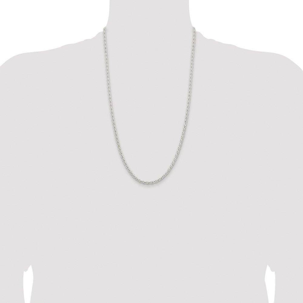 Sterling Silver Rhodium-plated 3.7mm Round Spiga Chain