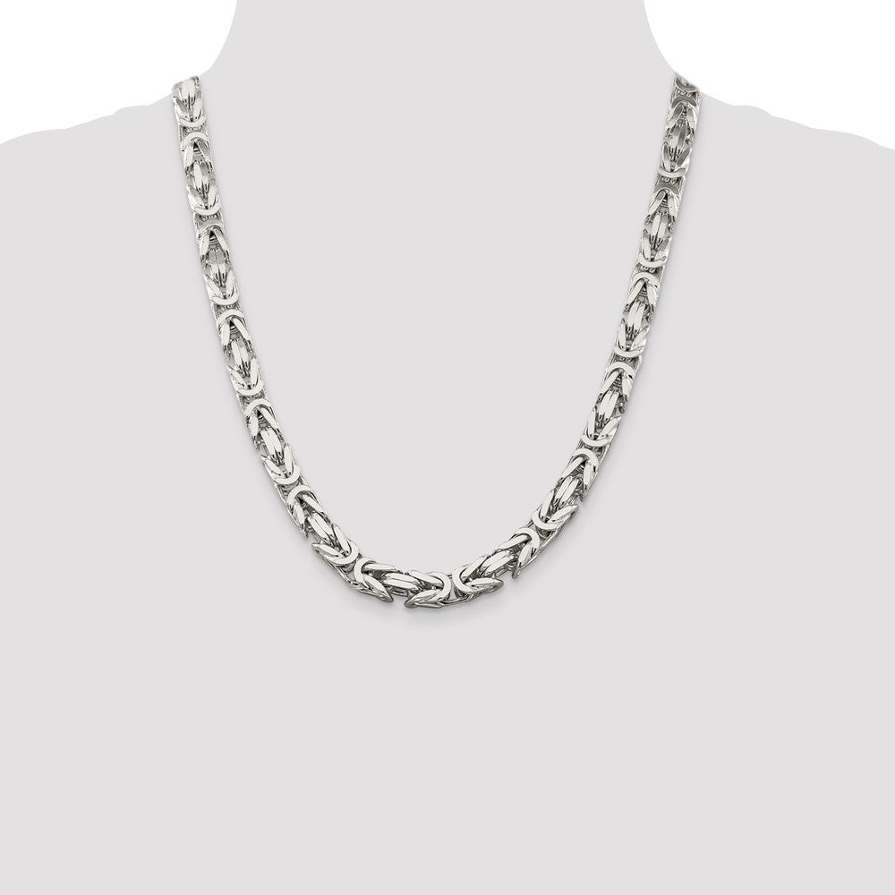 Sterling Silver 8.25mm Byzantine Chain 22 Inches