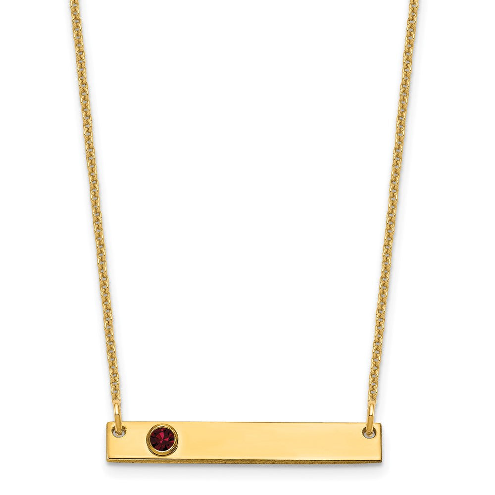10KY 1 Birthstone w/ 14k Bezel Small Bar Necklace