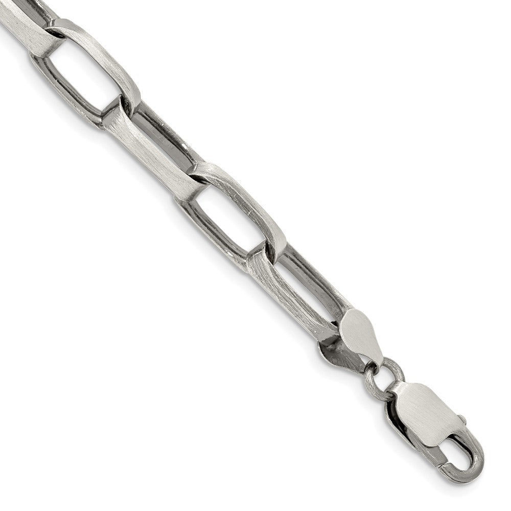 Sterling Silver Antiqued 8mm Elongated Open Link Chain 8.5 inches