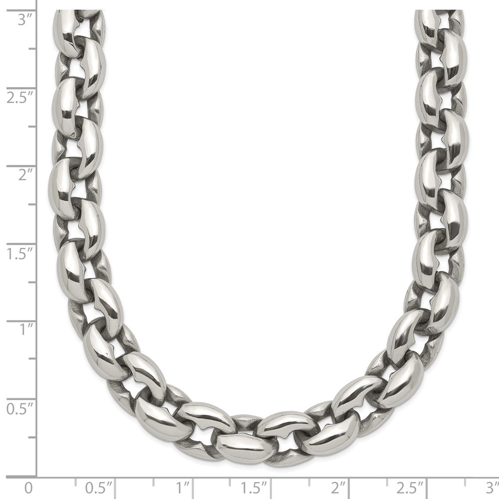 Stainless Steel Polished Oval Link 24in Necklace