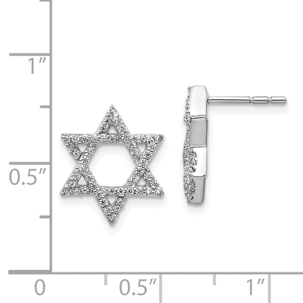 14k White Gold Diamond Star of David Earrings