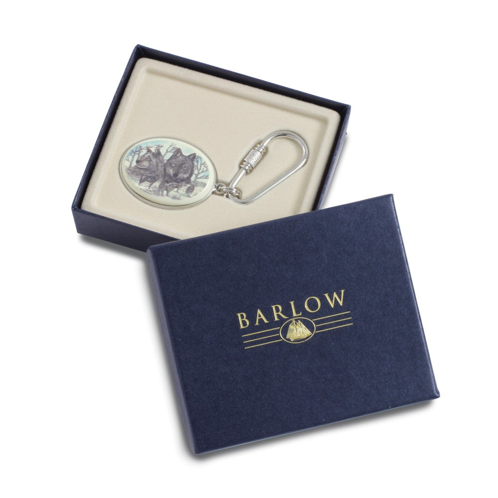 Barlow Designs Color Wolf Portrait Oval Key Chain