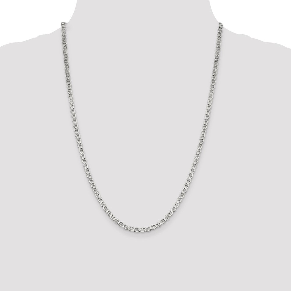 Sterling Silver 4mm Flat Anchor Chain 24 Inches