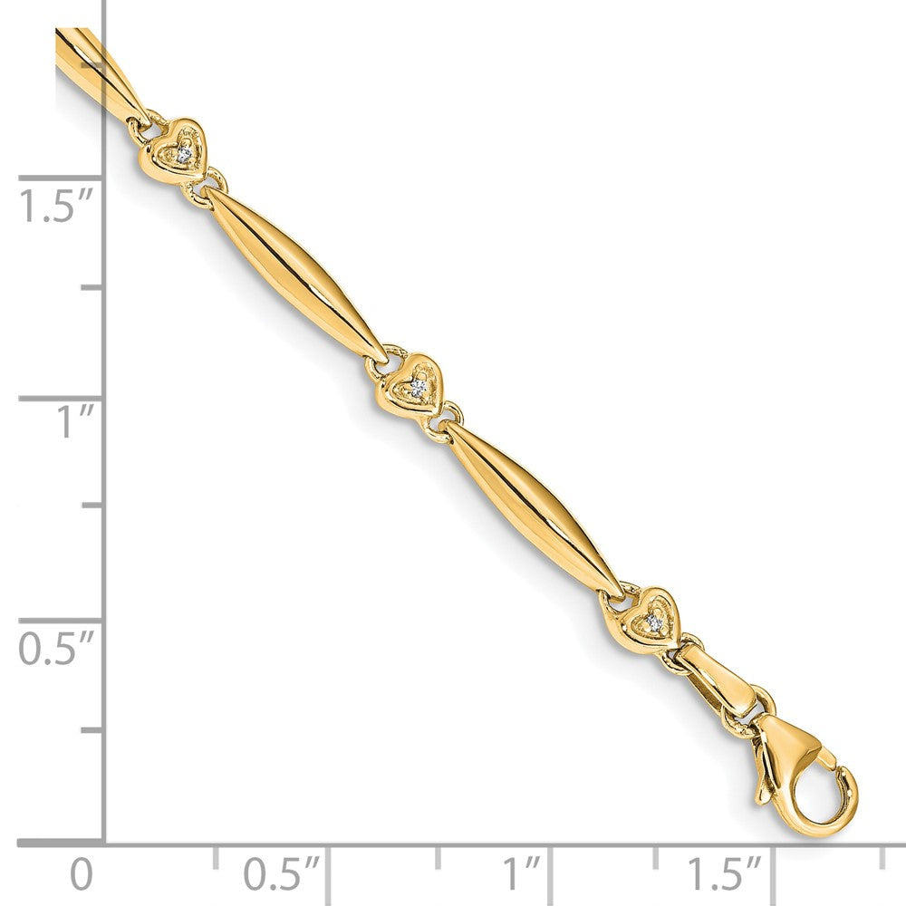 14k Complete 1/20 carat Diamond Heart 7 inch Bracelet