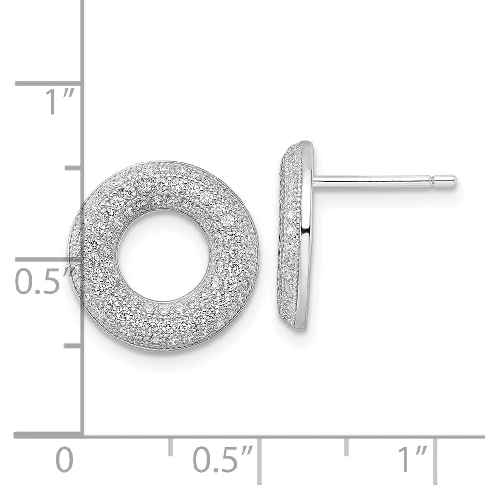 Sterling Silver & CZ Brilliant Embers Circle Post Earrings