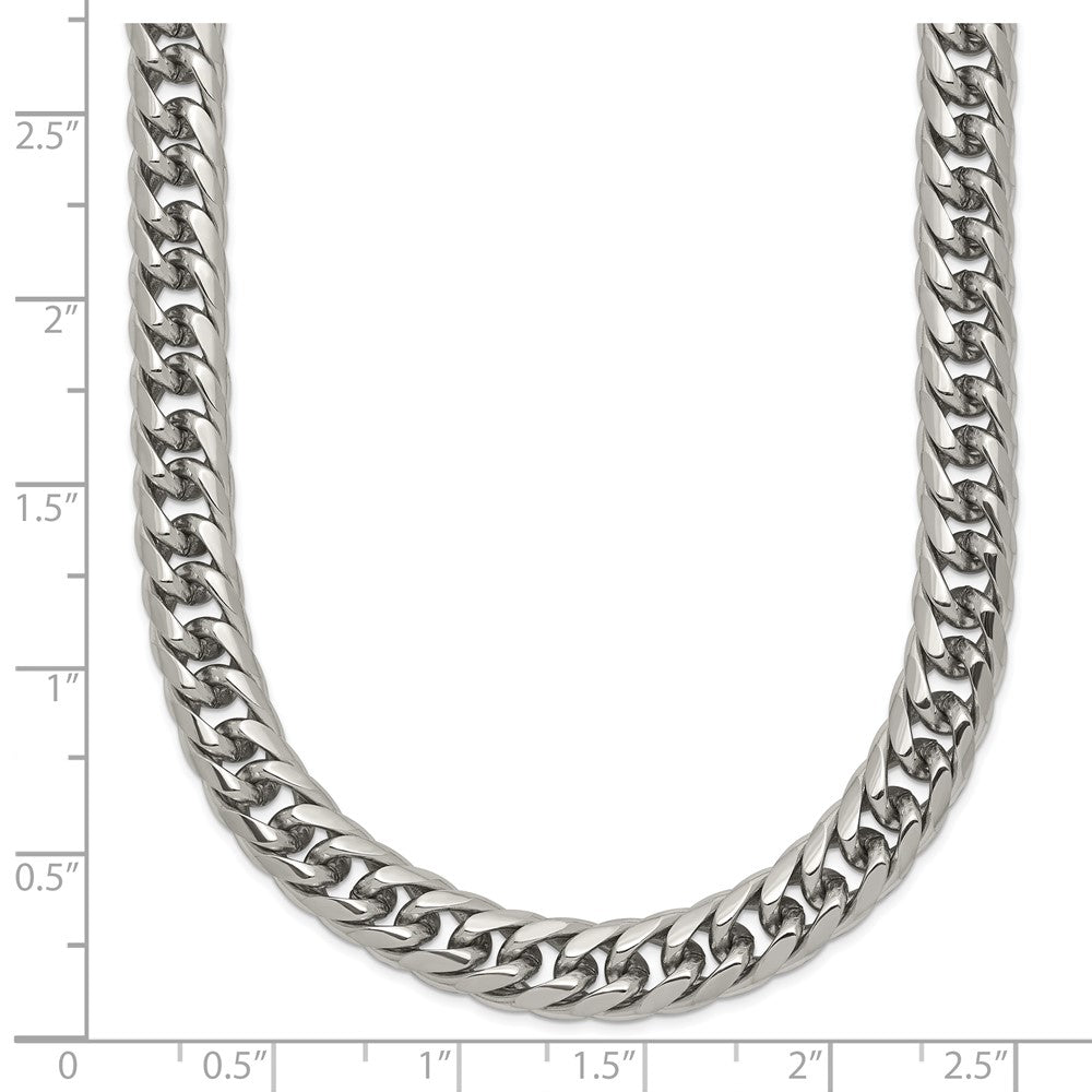 Stainless Steel Polished 24in Double Curb Chain Necklace