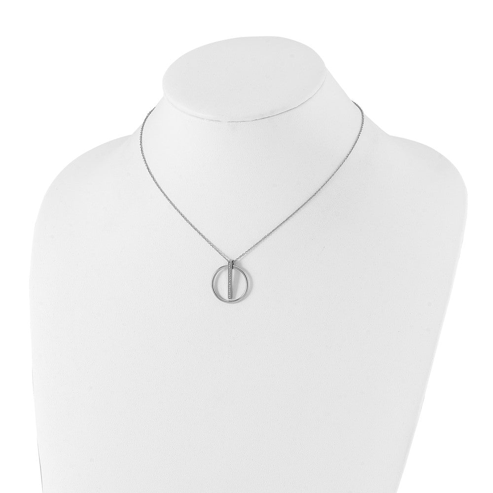 Stainless Steel Polished w/Preciosa Crystal w/2in ext. 16in Necklace