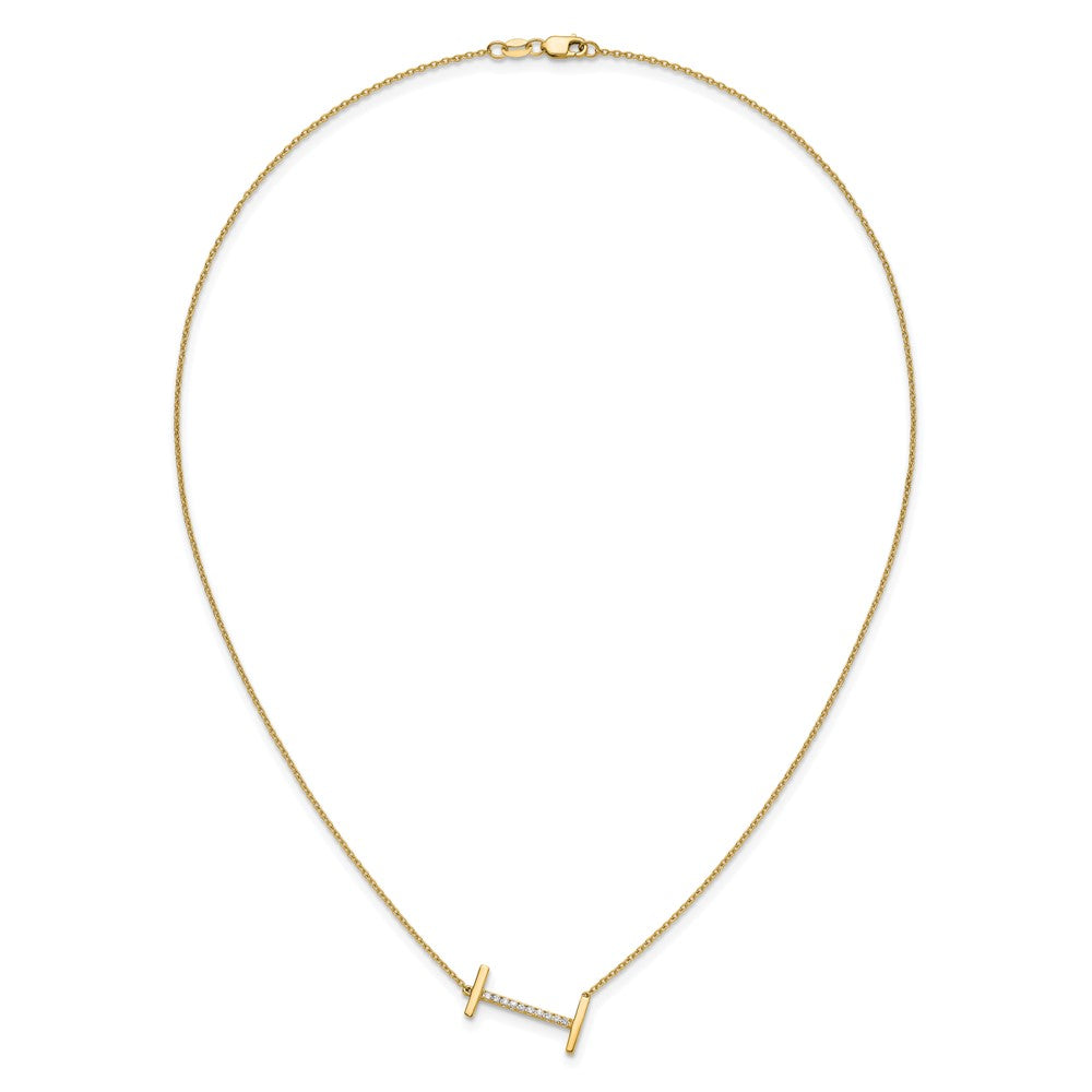 14K Sideways Diamond Initial I Necklace