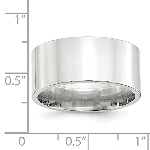 10k White Gold 10mm Standard Weight Flat Comfort Fit Wedding Band Size 4.5