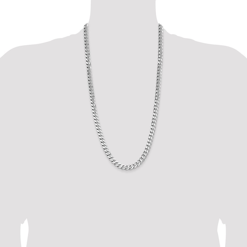 Sterling Silver Rhodium-plated 8.3mm Curb Chain 28 Inches