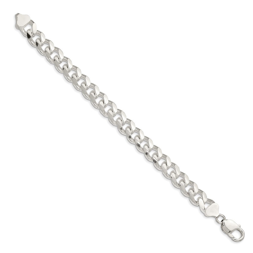 Sterling Silver 10.5mm Domed w/ Side D/C Curb Chain 9 inches