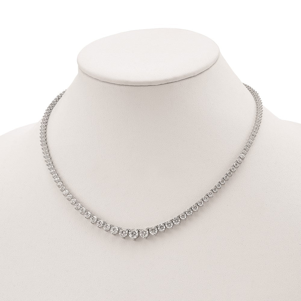 Sterling Shimmer Sterling Silver Rhodium-plated 17 inch 132 Stone Graduated CZ Necklace 17 Inches
