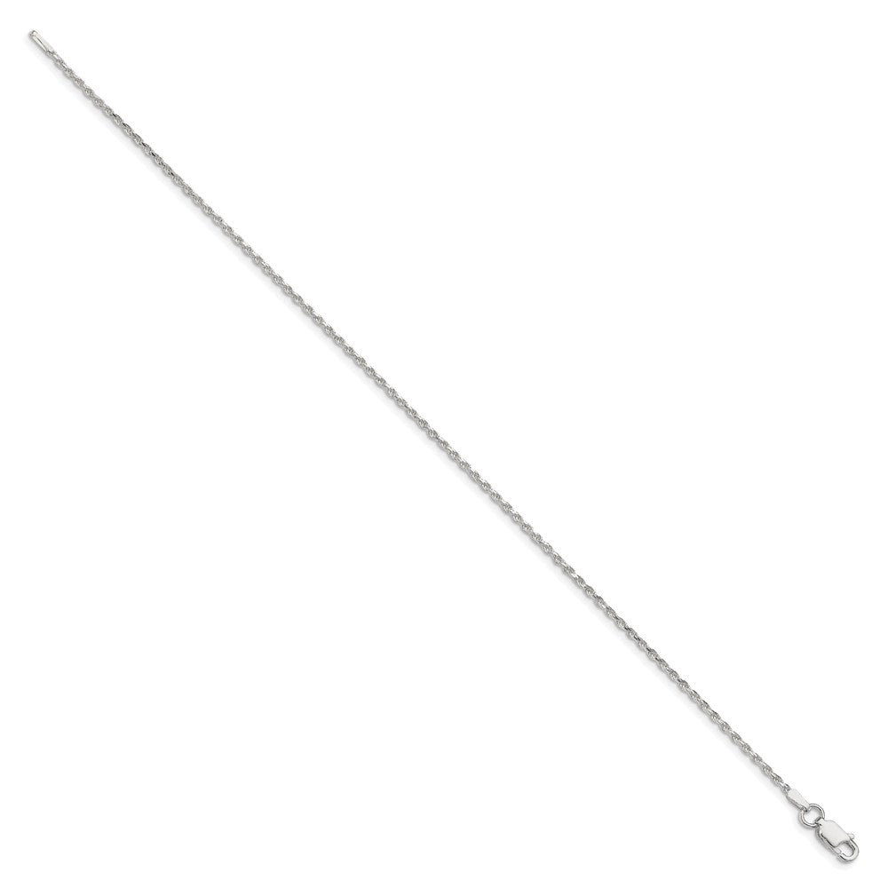 Sterling Silver 1.5mm Diamond-cut Rope Chain Anklet 10 inches