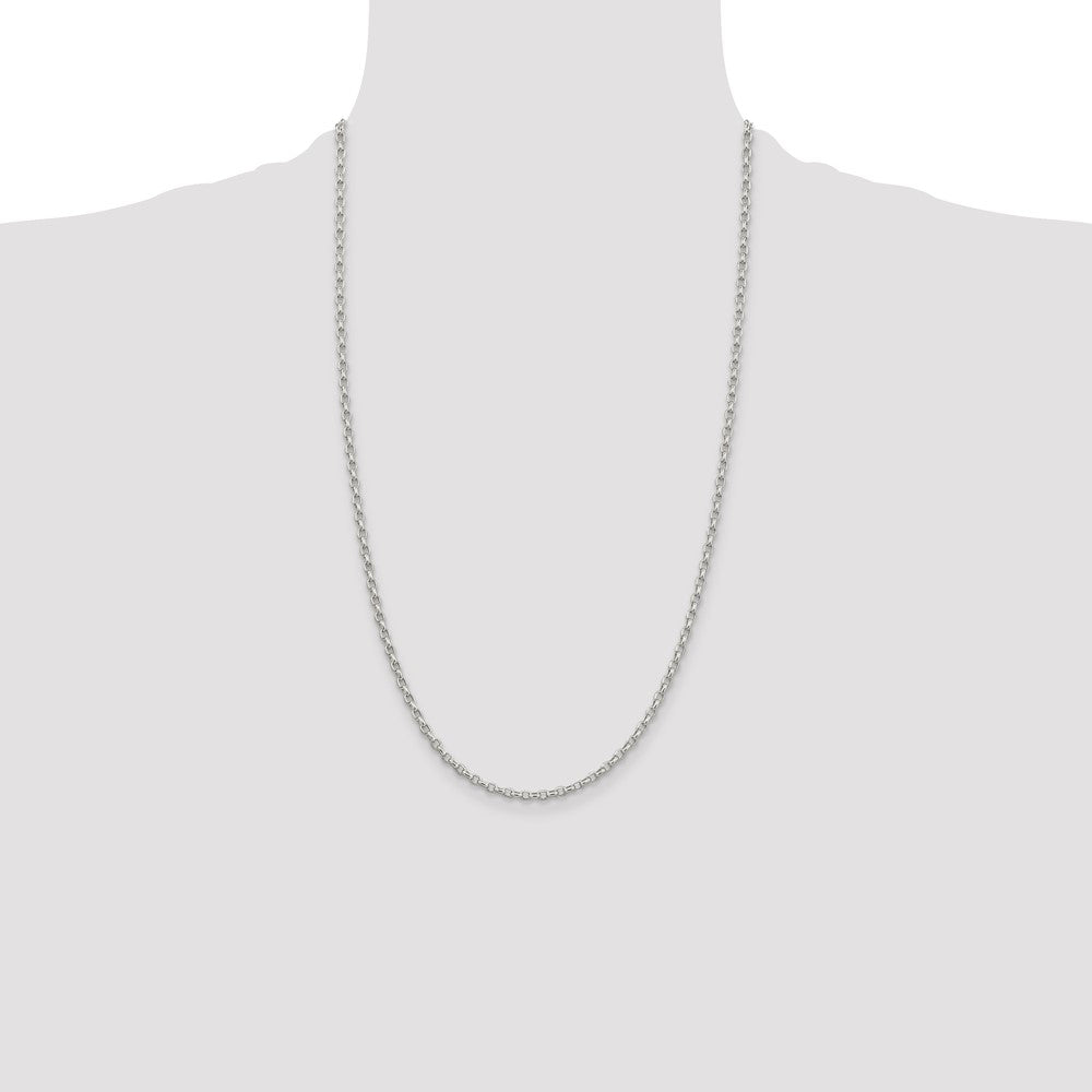 Sterling Silver 2.75mm Oval Fancy Rolo Chain 26 Inches